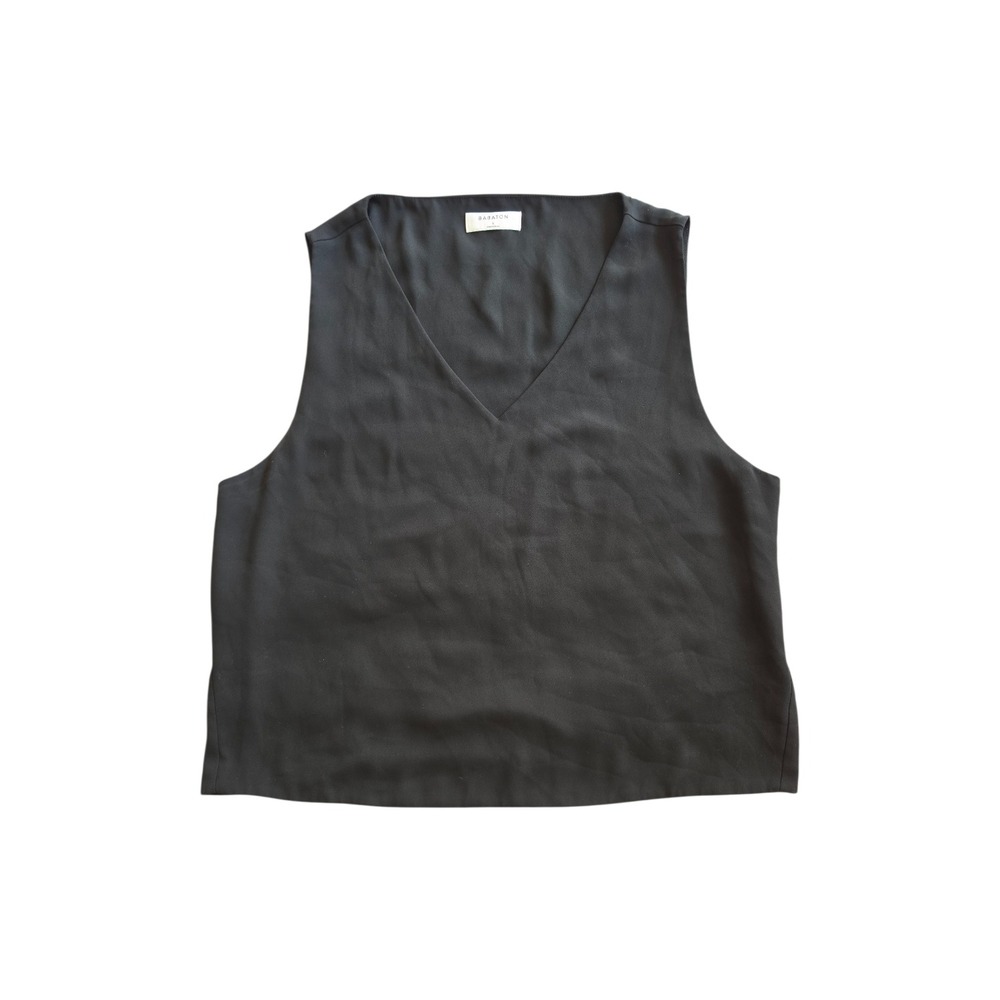 Babaton Aritzia Black V-neck Old‎ Money Quiet Luxury Minimalist Tank Top sz L